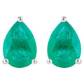Zambian Emerald Stud Earrings 1.29 Carats 10K White Gold