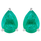 Zambian Emerald Stud Earrings 1.29 Carats 10K White Gold