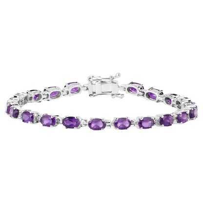 Amethyst Tennis Bracelet 7.98 Carats Rhodium Plated Sterling Silver