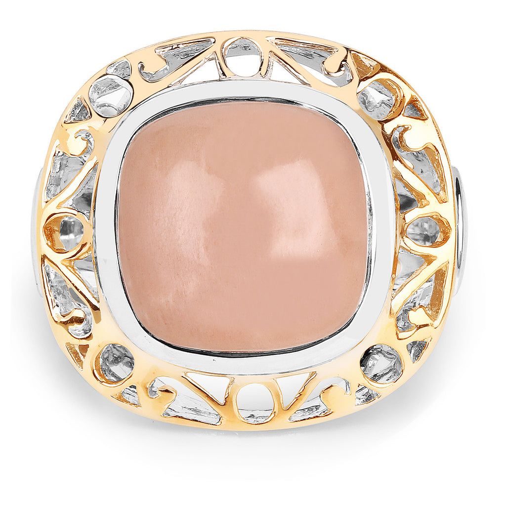 Moonstone Ring 12.7 Carats Gold Plated Silver