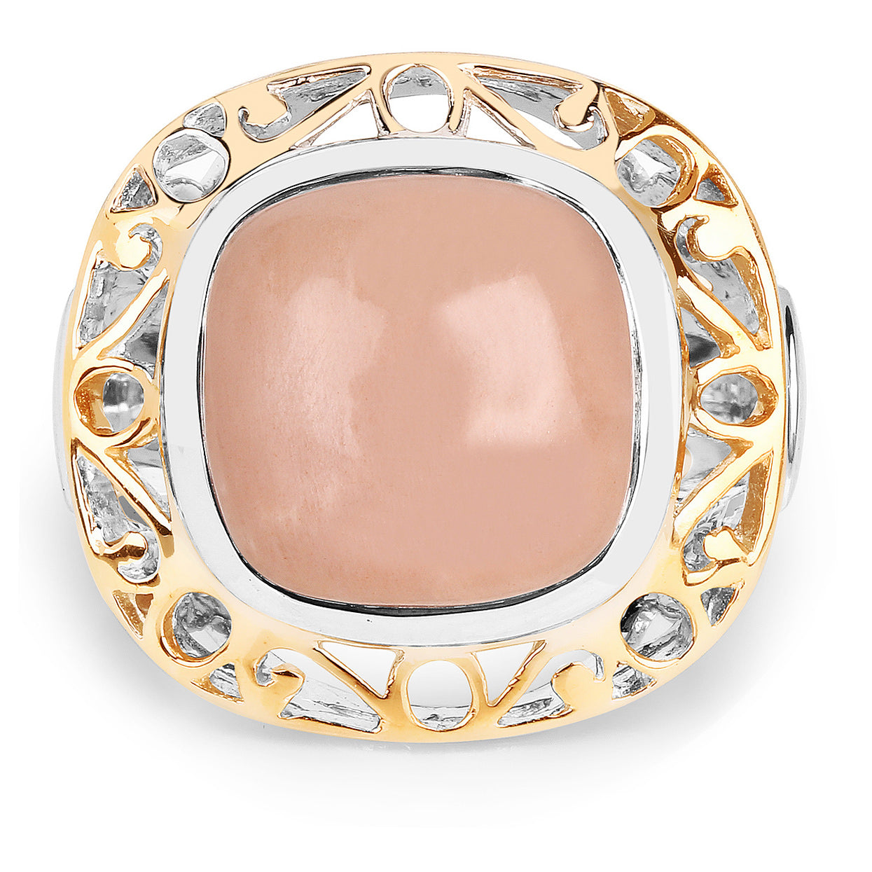 Moonstone Ring 12.7 Carats Gold Plated Silver
