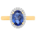 Blue Sapphire Ring With Diamonds 2.14 Carats 18K Yellow Gold