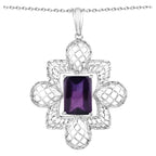 Amethyst Flower Pendant 7.78 Carats Sterling Silver