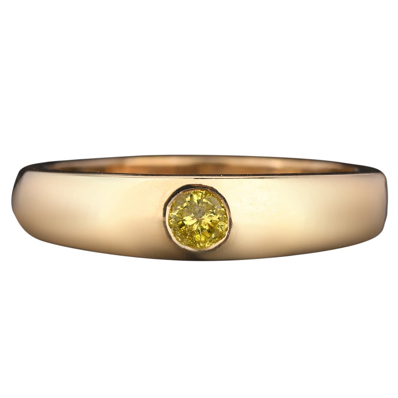 Yellow Diamond Ring 0.2 Carats 9K Yellow Gold