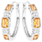 Citrine Earrings With White Topaz 2.84 Carats Sterling Silver