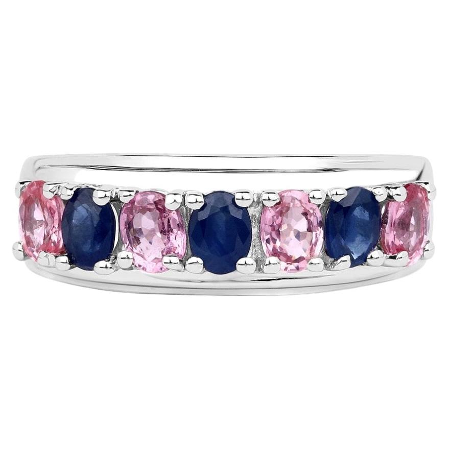 Multicolor Sapphire Ring 1.36 Carats Sterling Silver