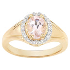 Morganite Ring With White Topaz 1.26 Carats Gold Plated Silver