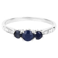 Blue Sapphire Ring With Diamonds 0.53 Carats 14K White Gold
