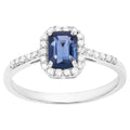 Blue Sapphire Ring With Diamonds 1.26 Carats 14K White Gold