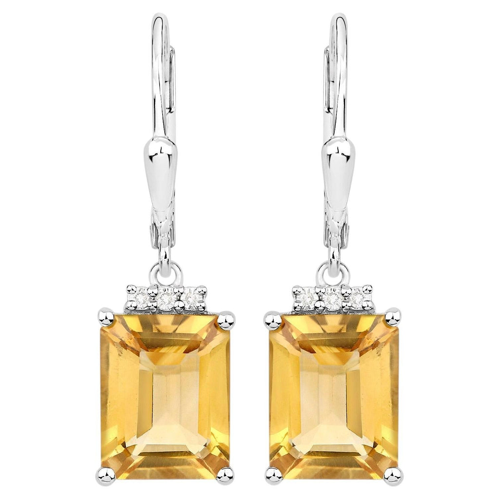Citrine Earrings With White Topaz 5.6 Carats Sterling Silver