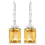 Citrine Earrings With White Topaz 5.6 Carats Sterling Silver