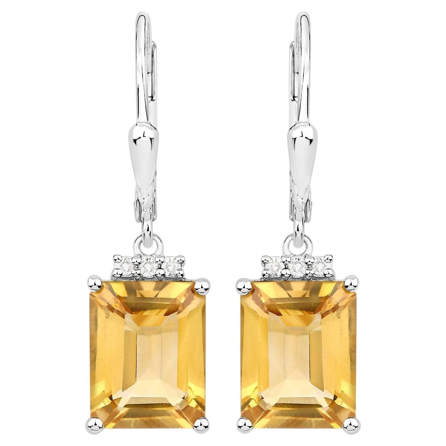 Citrine Earrings With White Topaz 5.6 Carats Sterling Silver
