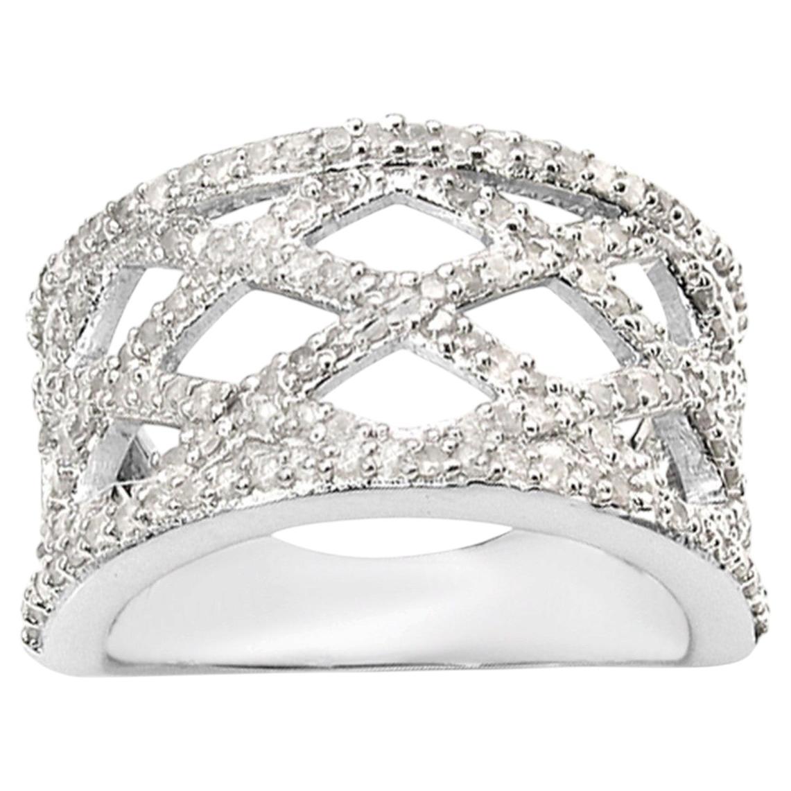 Diamond Ring 0.9 Carats Sterling Silver