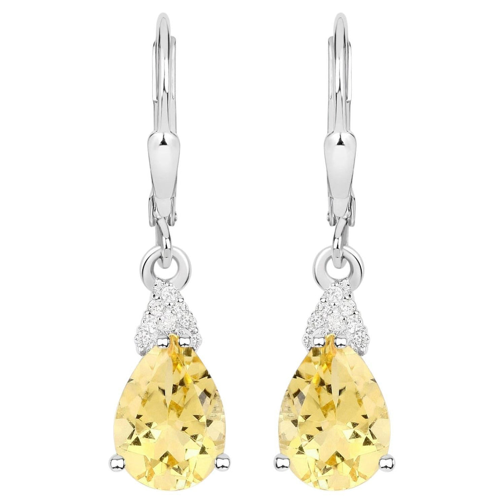 Citrine Earrings With White Zircon 2.76 Carats Sterling Silver