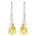 Citrine Earrings With White Zircon 2.76 Carats Sterling Silver