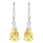 Citrine Earrings With White Zircon 2.76 Carats Sterling Silver