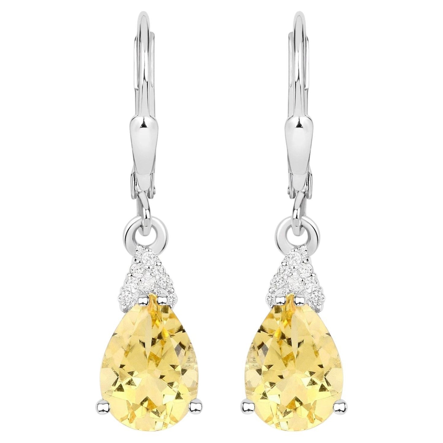 Citrine Earrings With White Zircon 2.76 Carats Sterling Silver