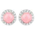 Natural Pink Opal Earrings With White Topaz 1.32 Carats Sterling Silver