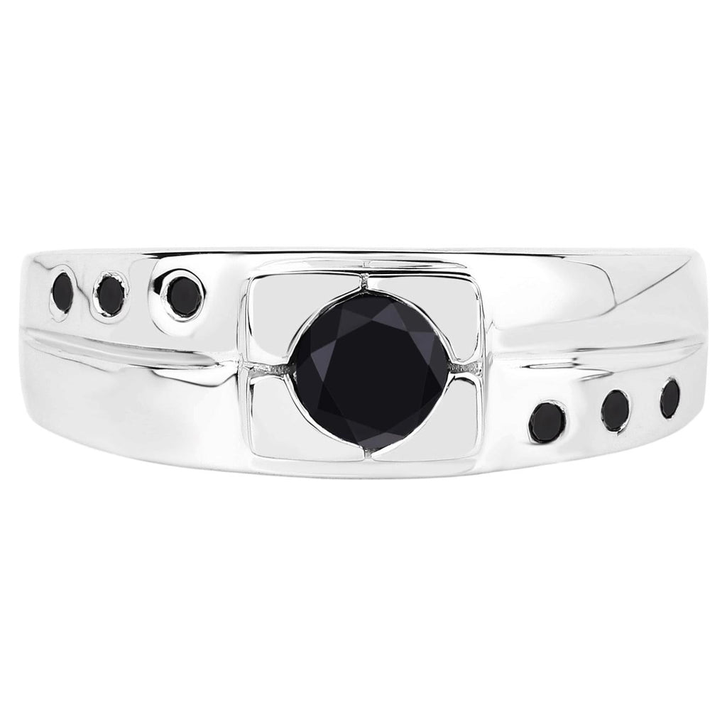 Black Diamond Ring 0.52 Carats Sterling Silver