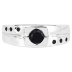 Black Diamond Ring 0.52 Carats Sterling Silver