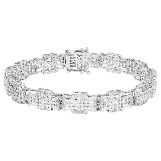 White Diamond Bracelet Rhodium Plated Sterling Silver