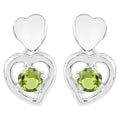 Peridot Heart Earrings 1.58 Carats Sterling Silver