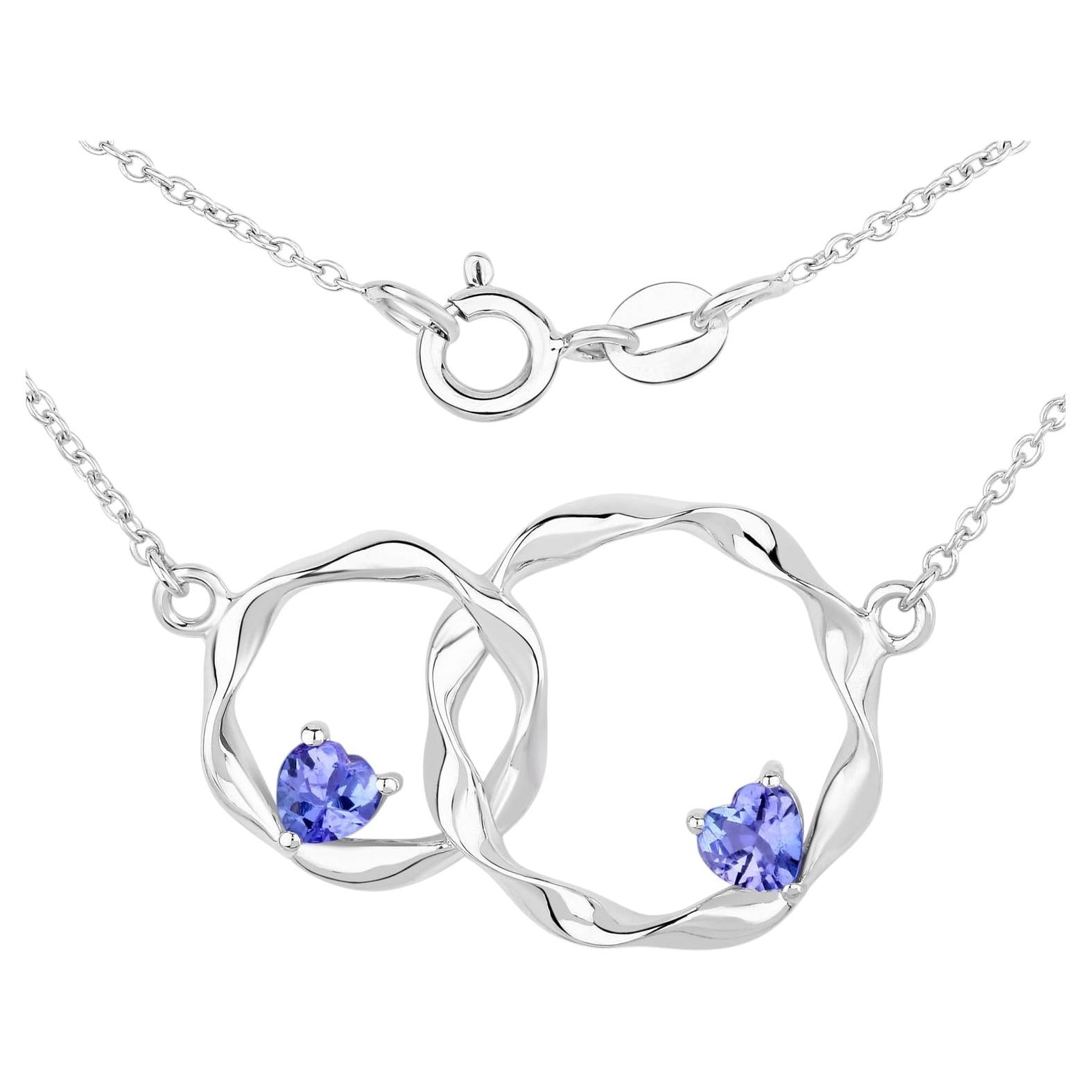 Tanzanite Heart Necklace 0.36 Carats Sterling Silver