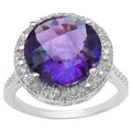 Amethyst Ring With Diamonds 5.7 Carats Sterling Silver