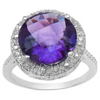 Amethyst Ring With Diamonds 5.7 Carats Sterling Silver