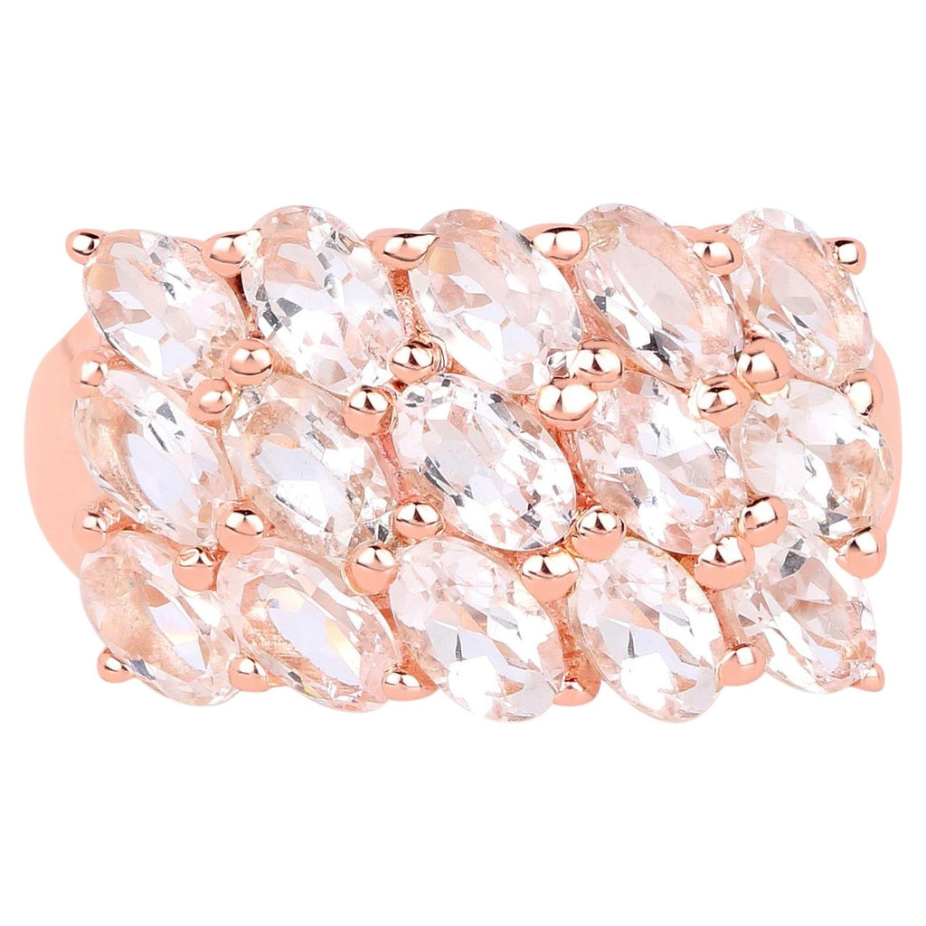 Morganite Ring 3.28 Carats Gold Plated Silver