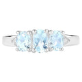 Aquamarine Ring With Diamonds 0.91 Carats Sterling Silver