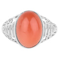 Peach Moonstone Ring 5.98 Carats Sterling Silver
