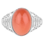 Peach Moonstone Ring 5.98 Carats Sterling Silver