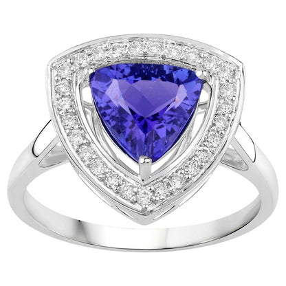 Tanzanite Ring With Diamonds 1.96 Carats 14K White Gold