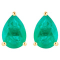 Zambian Emerald Stud Earrings 1.29 Carats 10K Yellow Gold