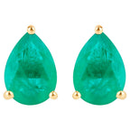 Zambian Emerald Stud Earrings 1.29 Carats 10K Yellow Gold