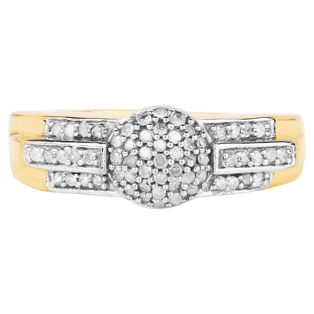 Diamond Ring 0.28 Carats Gold Plated Silver