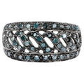 Blue Diamond Leaf Ring 0.58 Carats Sterling Silver
