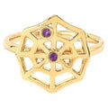 Amethyst Spider Web Ring 0.02 Carats Gold Plated Silver