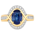 Blue Sapphire Ring With Diamonds 2.33 Carats 18K Yellow Gold