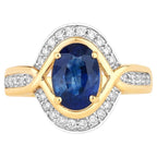 Blue Sapphire Ring With Diamonds 2.33 Carats 18K Yellow Gold