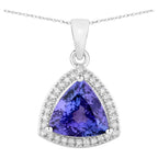 Tanzanite Pendant With Diamonds 2.74 Carats 14K White Gold