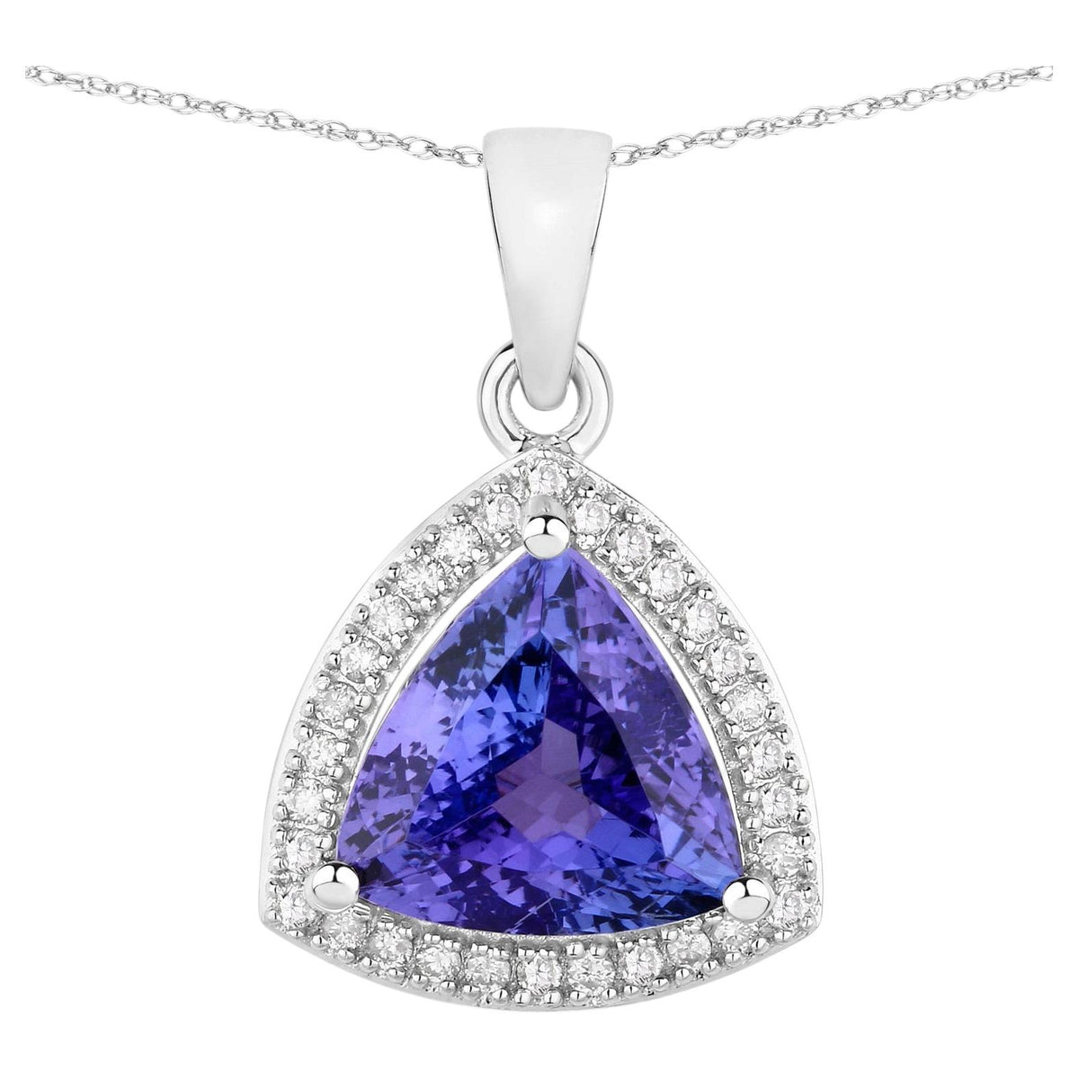 Tanzanite Pendant With Diamonds 2.74 Carats 14K White Gold