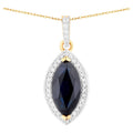 Blue Sapphire Pendant Necklace Diamonds 2.28 Carats 10K Yellow Gold