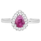 Ruby Ring With Diamonds 0.9 Carats 14K White Gold