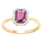 Pink Sapphire Ring With Diamonds 1.26 Carats 14K Yellow Gold