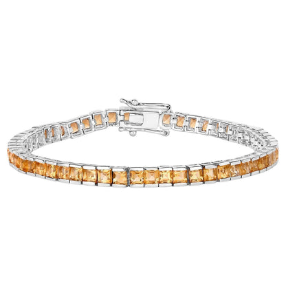 Citrine Tennis Bracelet 8.25 Carats Rhodium Plated Sterling Silver