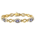 Tanzanite Tennis Bracelet 3.06 Carats Gold Plated Silver