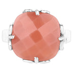 Peach Moonstone Ring 12.7 Carats Sterling Silver