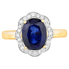 Blue Sapphire Ring With Diamonds 3.54 Carats 18K Yellow Gold